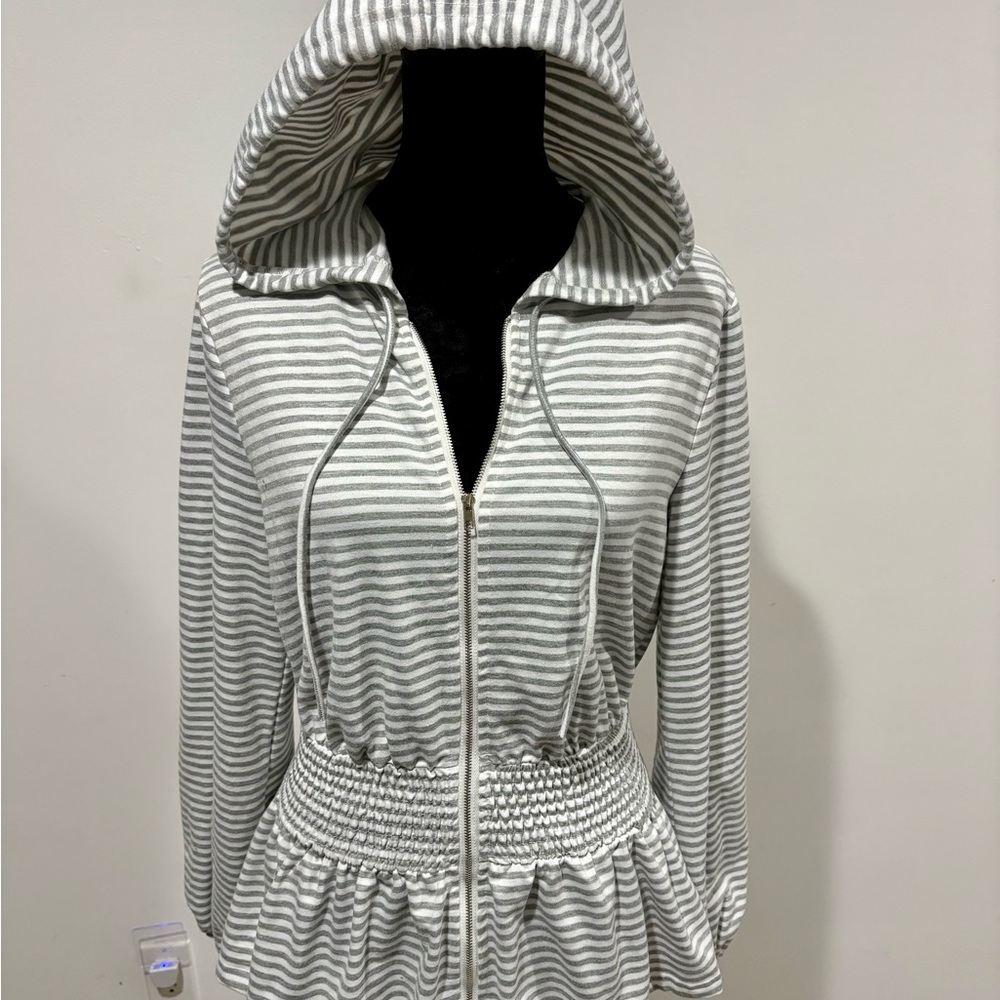 ANDREE BY UNIT Striped Gray Hooded Jacket